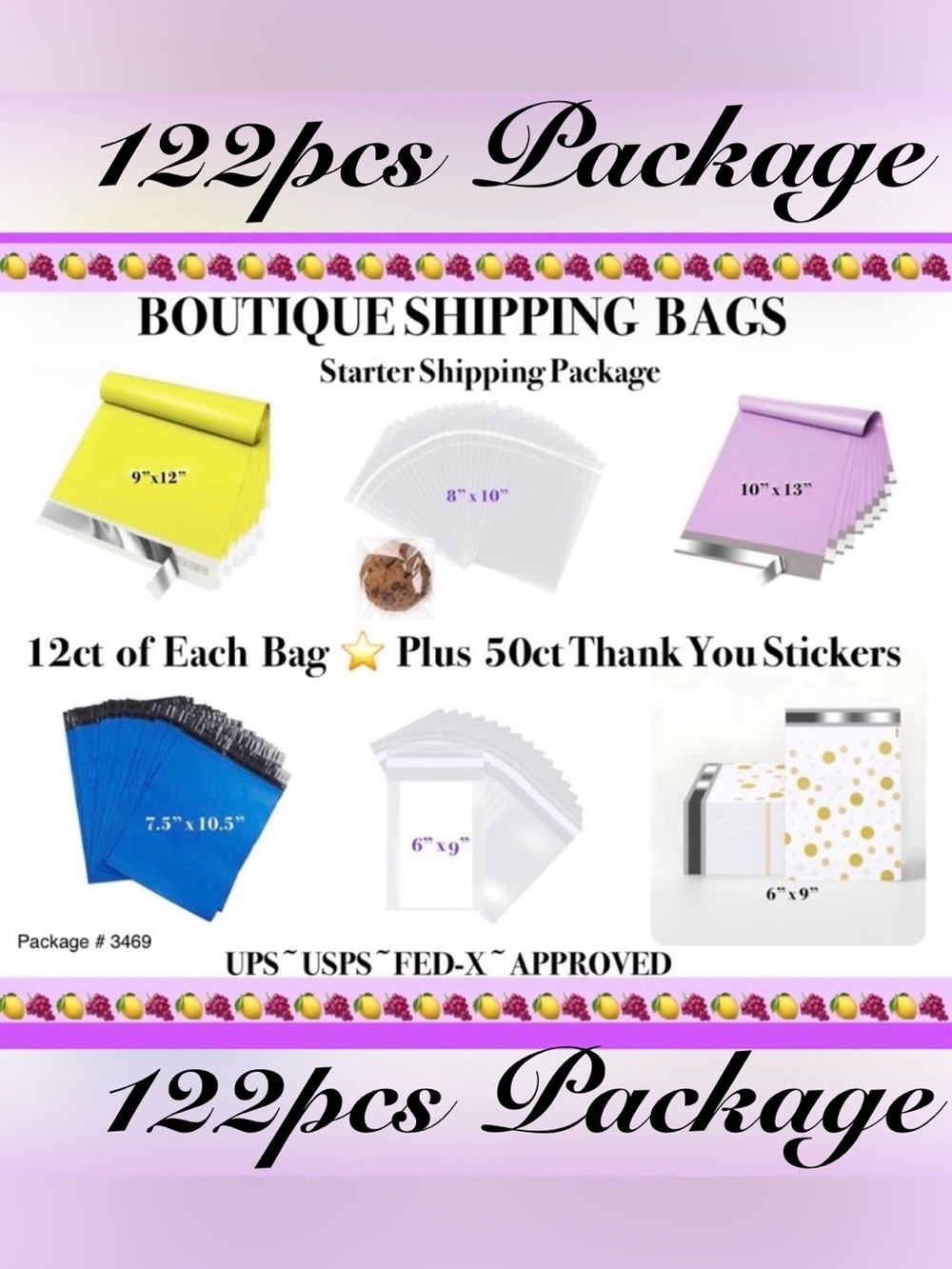 122pcs ~ Starter Package -24ct Clear Bags/48 Poly Bags & 50ct Stickers 🍋🆕🍋